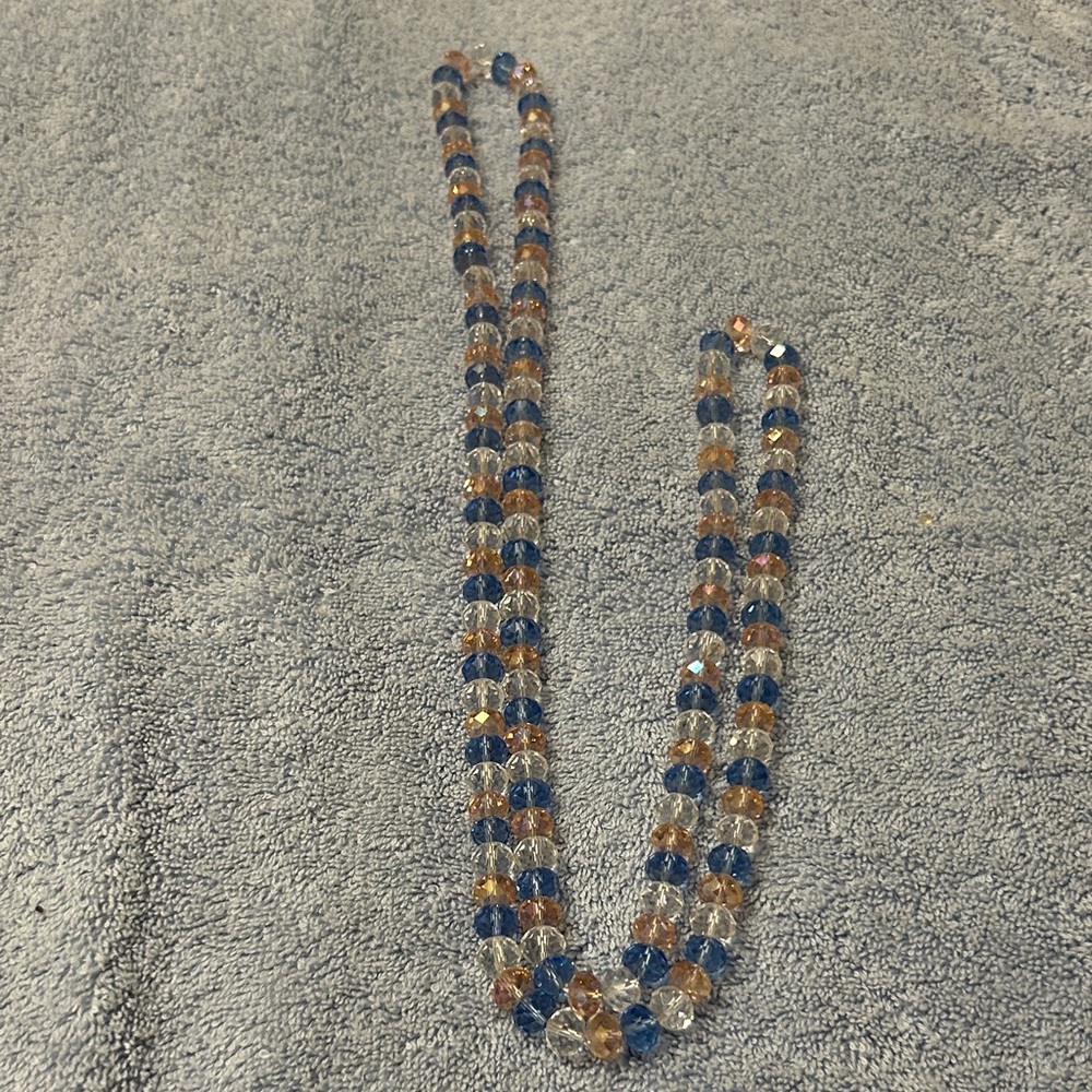 Elegant Blue and Gold Beaded Necklace